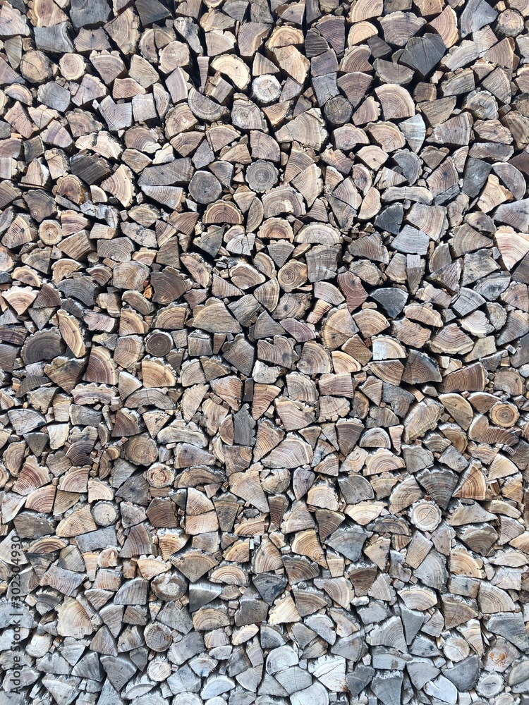 shopped wood stocked up as wall