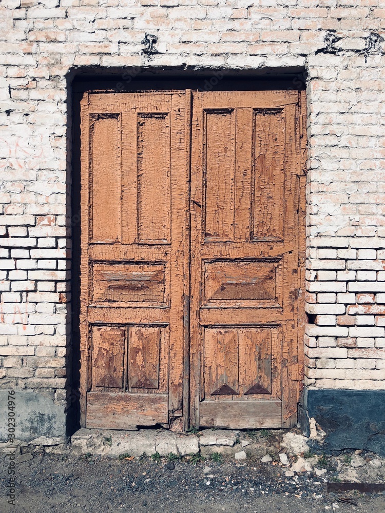door in the old brick wall