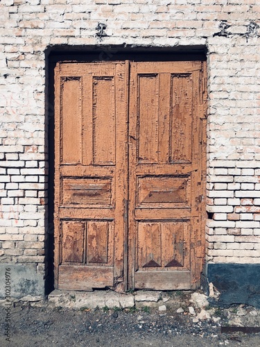 Obraz na płótnie door in the old brick wall w salonie
