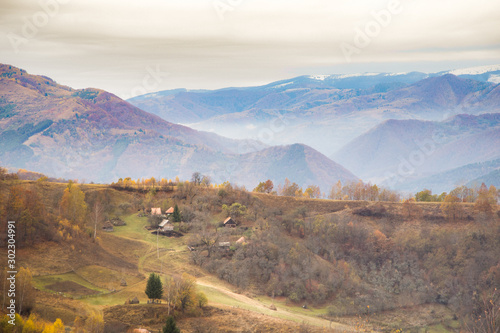 Autumn golden colors mountain landscape