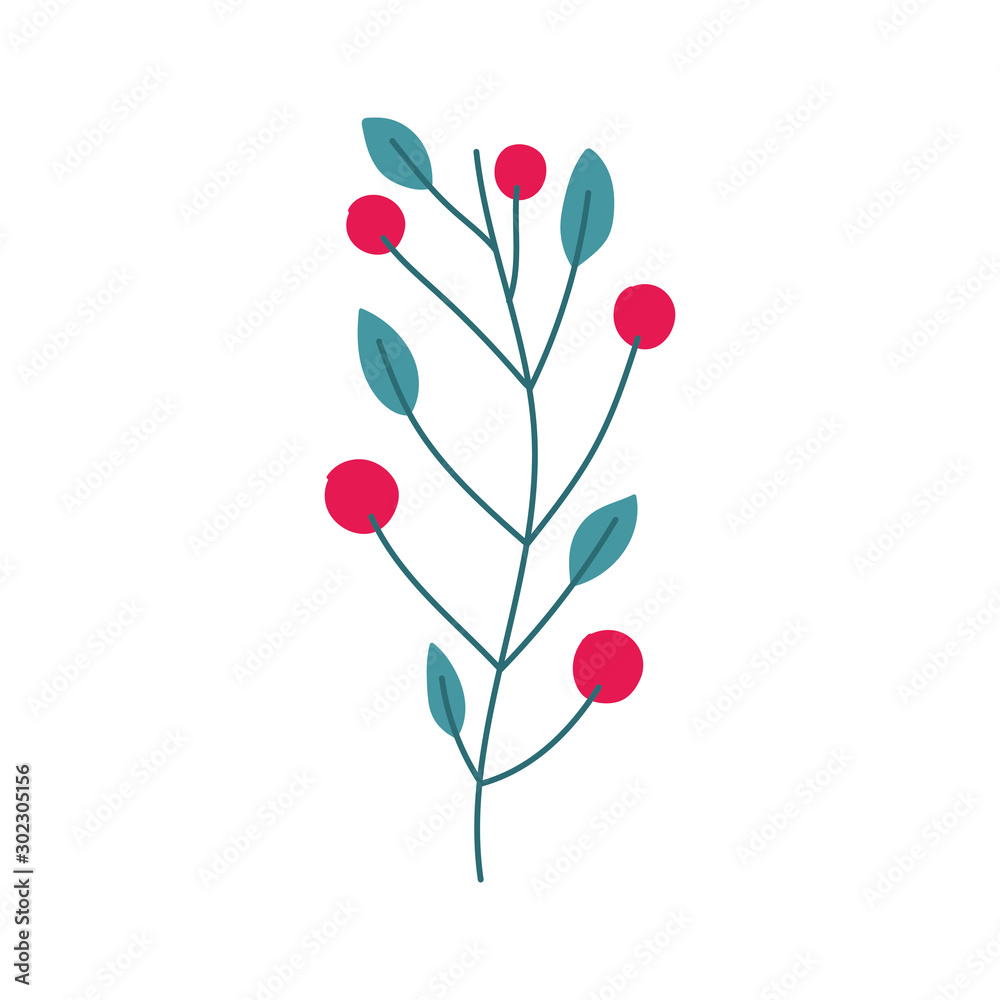 branch leaves berries foliage icon