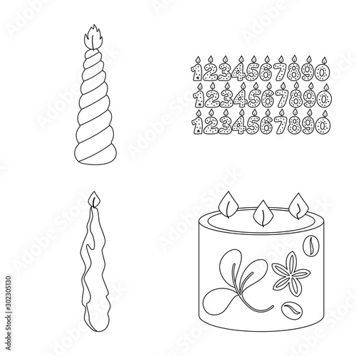 Isolated object of source and ceremony logo. Collection of source and fire stock vector illustration.
