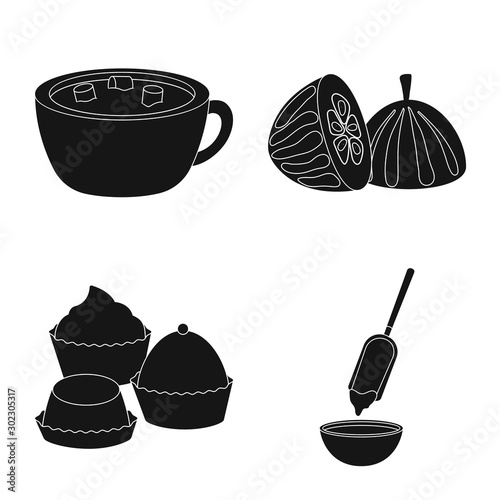 Vector illustration of cooking and brown sign. Set of cooking and beans stock vector illustration.