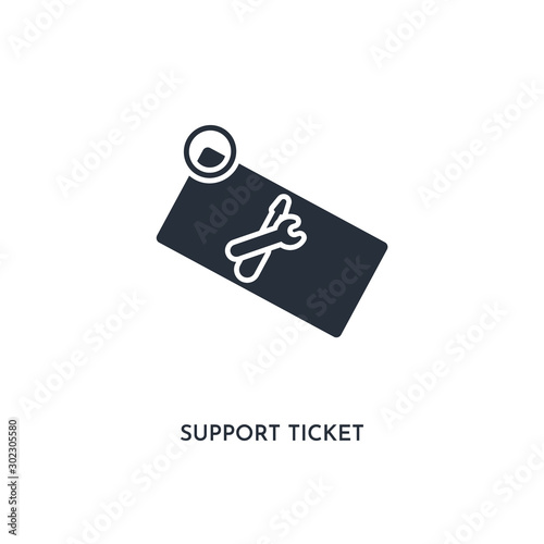support ticket icon. simple element illustration. isolated trendy filled support ticket icon on white background. can be used for web, mobile, ui.