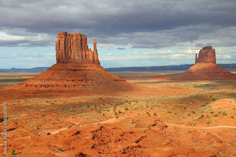 West and East Mitten Butte - Monument Valley, Utah, Arizona West and East Mitten Butte - Monument Valley, Utah, Arizona