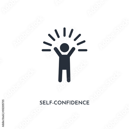 self-confidence icon. simple element illustration. isolated trendy filled self-confidence icon on white background. can be used for web, mobile, ui.