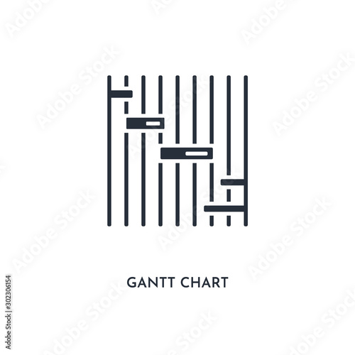 gantt chart icon. simple element illustration. isolated trendy filled gantt chart icon on white background. can be used for web, mobile, ui.