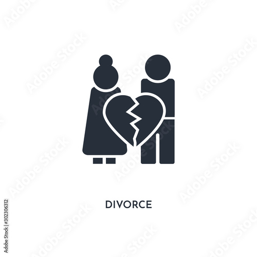 divorce icon. simple element illustration. isolated trendy filled divorce icon on white background. can be used for web, mobile, ui.