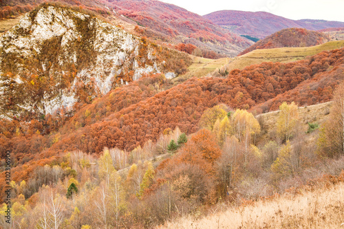 Autumn golden colors mountain landscape