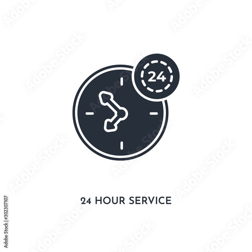 24 hour service icon. simple element illustration. isolated trendy filled 24 hour service icon on white background. can be used for web, mobile, ui.