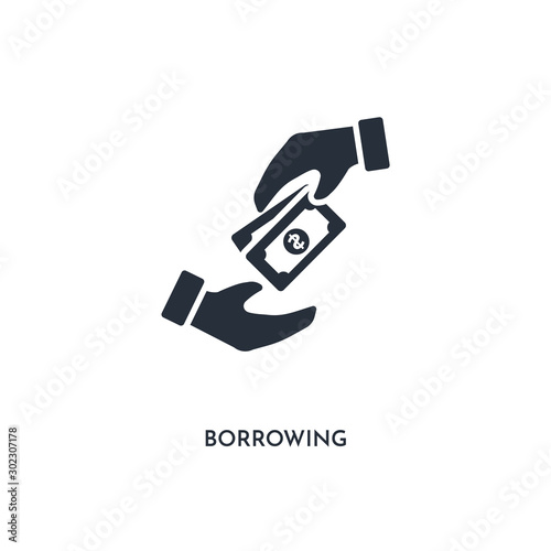 borrowing icon. simple element illustration. isolated trendy filled borrowing icon on white background. can be used for web, mobile, ui.