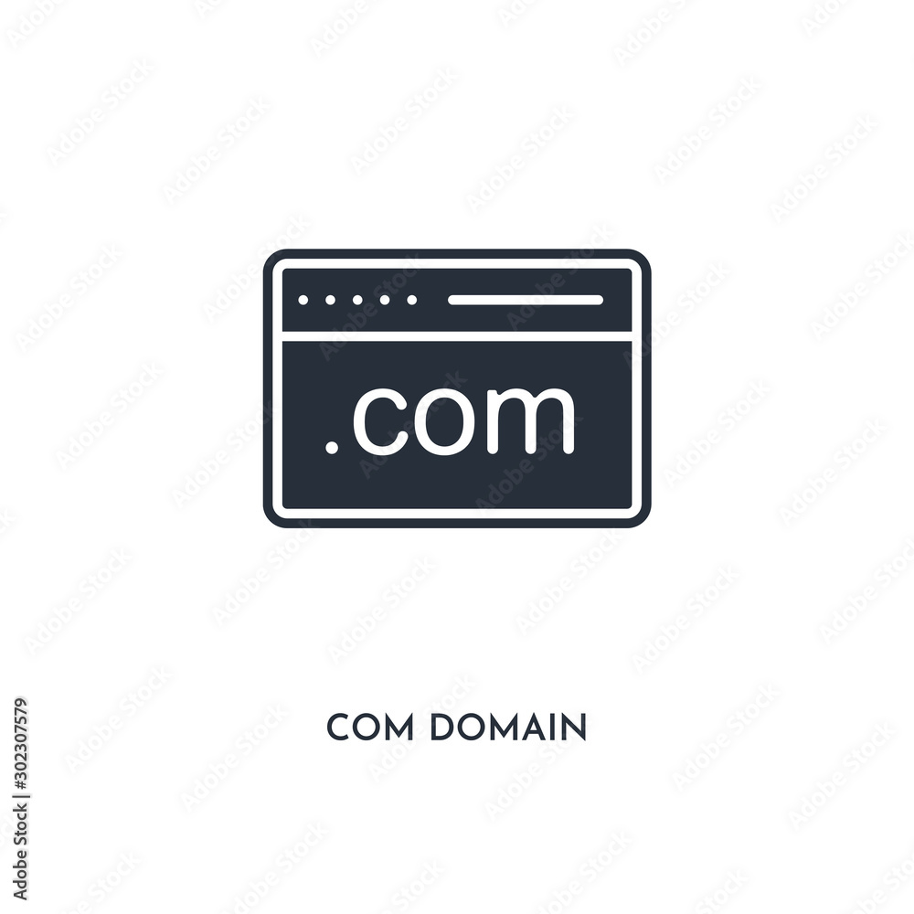 com domain icon. simple element illustration. isolated trendy filled com domain icon on white background. can be used for web, mobile, ui.