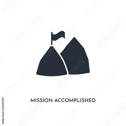 mission accomplished icon. simple element illustration. isolated trendy filled mission accomplished icon on white background. can be used for web, mobile, ui.