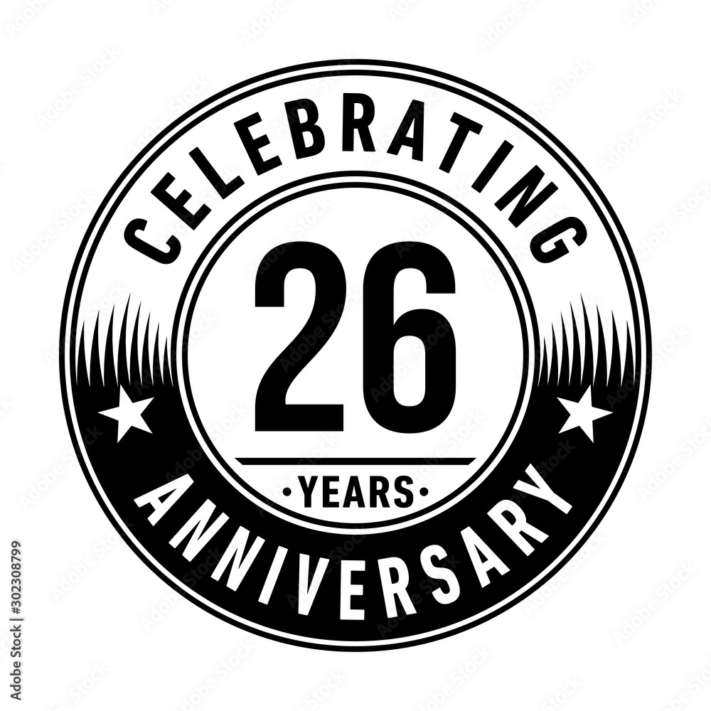 26 years anniversary celebration logo template. Vector and illustration.