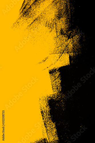 yellow and black paint background texture with brush strokes