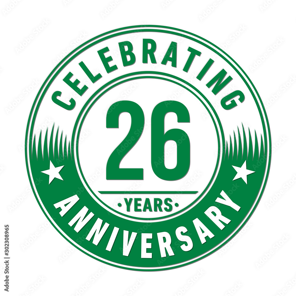 26 years anniversary celebration logo template. Vector and illustration. 26 years anniversary celebration logo template. Vector and illustration.
