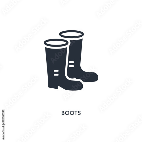 boots icon. simple element illustration. isolated trendy filled boots icon on white background. can be used for web, mobile, ui.