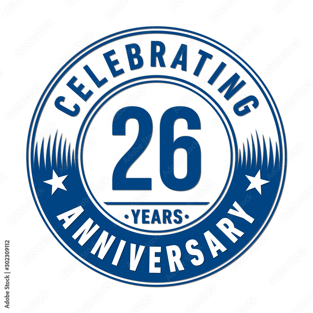 26 years anniversary celebration logo template. Vector and illustration.