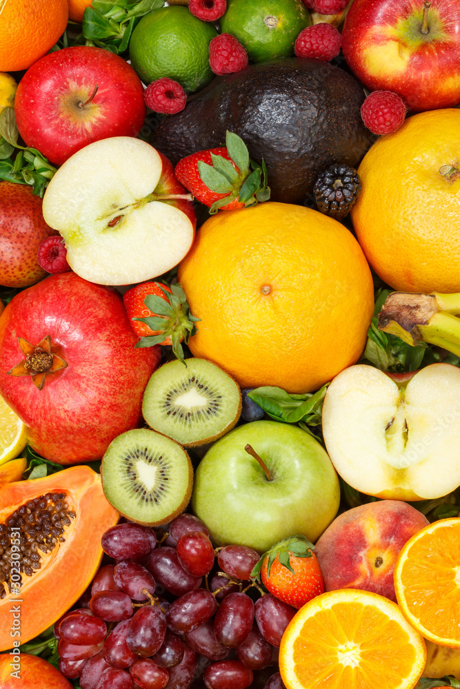 Fruits background food collection pattern portrait format apples oranges grapes fruit Fruits background food collection pattern portrait format apples oranges grapes fruit