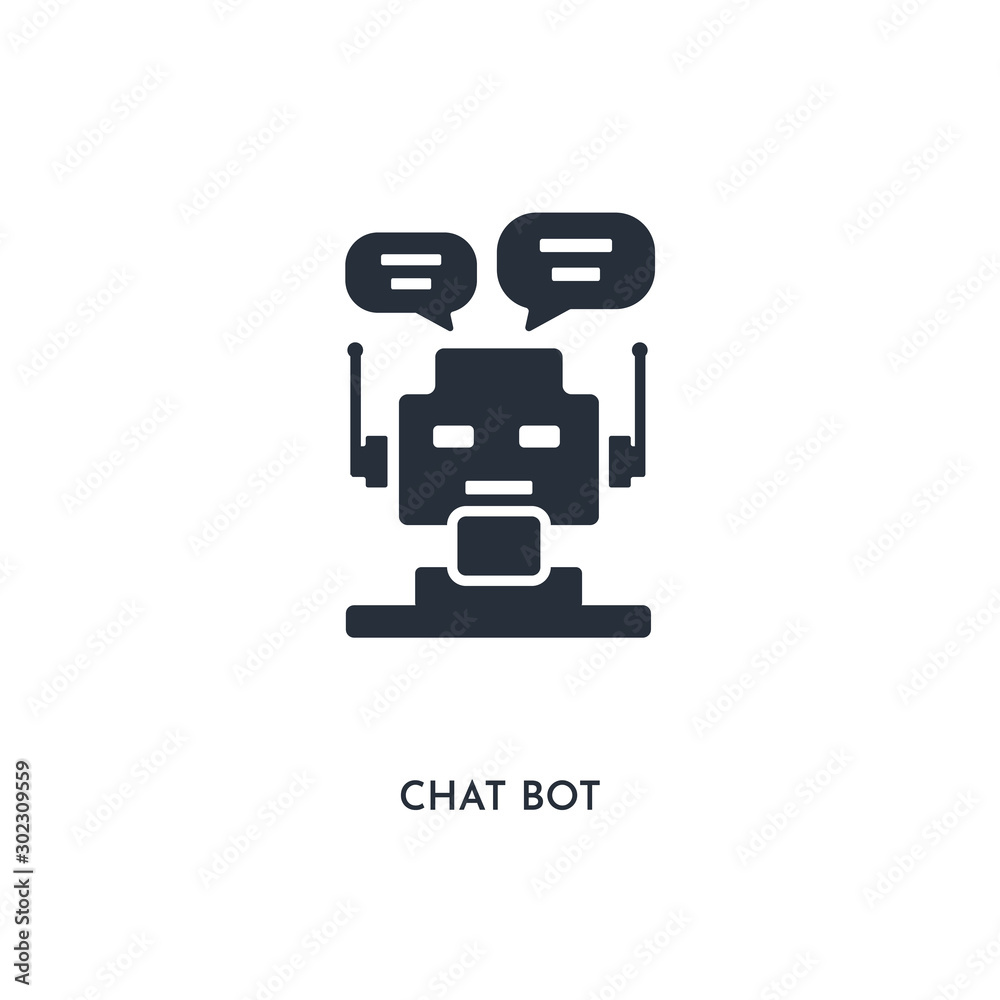 chat bot icon. simple element illustration. isolated trendy filled chat bot icon on white background. can be used for web, mobile, ui. chat bot icon. simple element illustration. isolated trendy filled chat bot icon on white background. can be used for web, mobile, ui.