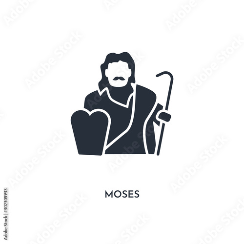 moses icon. simple element illustration. isolated trendy filled moses icon on white background. can be used for web, mobile, ui.