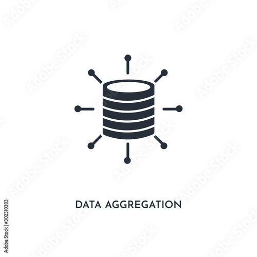 data aggregation icon. simple element illustration. isolated trendy filled data aggregation icon on white background. can be used for web, mobile, ui.