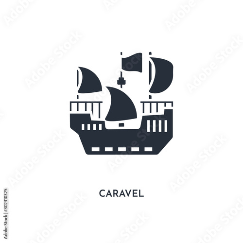 caravel icon. simple element illustration. isolated trendy filled caravel icon on white background. can be used for web, mobile, ui.