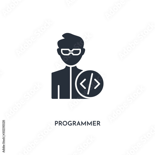 programmer icon. simple element illustration. isolated trendy filled programmer icon on white background. can be used for web, mobile, ui.