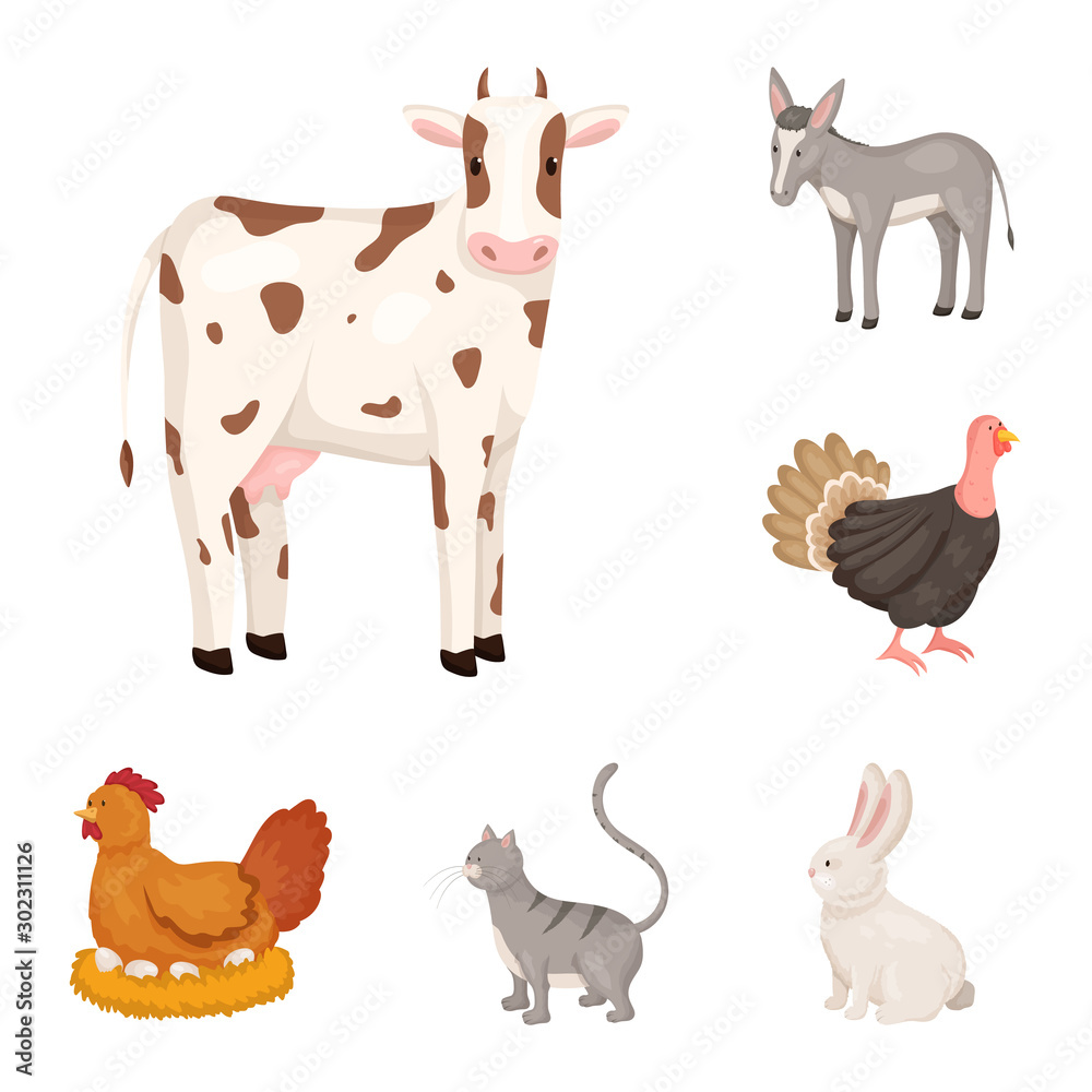 Obraz premium Vector illustration of farm and food sign. Set of farm and countryside stock vector illustration.