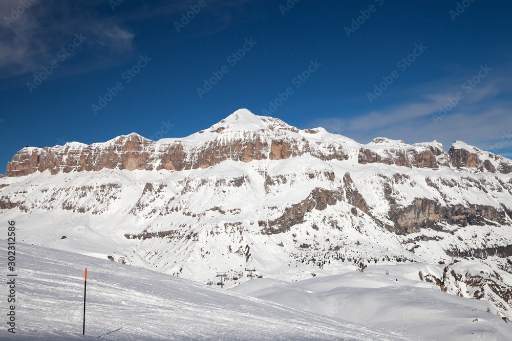 ski slopes in the mountains, Dolomites