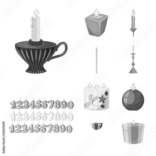 Vector illustration of paraffin and fire icon. Set of paraffin and decoration stock symbol for web.