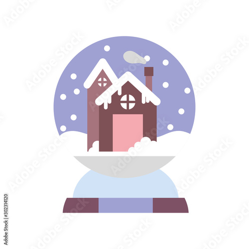 merry christmas celebration gingerbread house in crystal ball snow