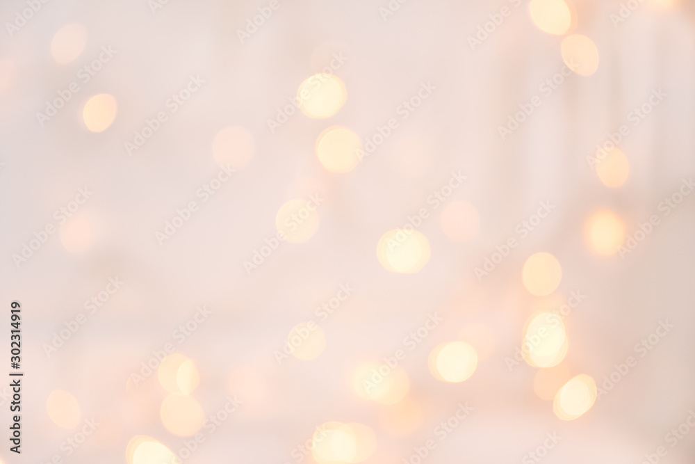 Christmas light with bokeh.Holidays,Christmas and New Year concept. Scandinavian Style.New Year and Christmas poster with copy space - obrazy, fototapety, plakaty 