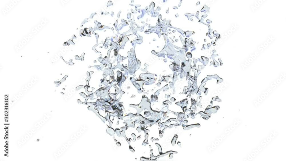water ball explosion on white
