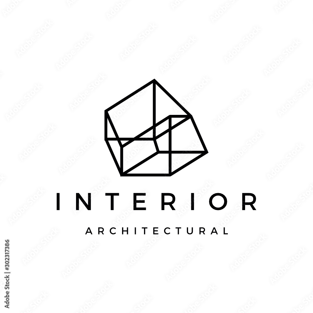 Fototapeta premium Interior architectural fourth dimension custom logo design vector icon illustration
