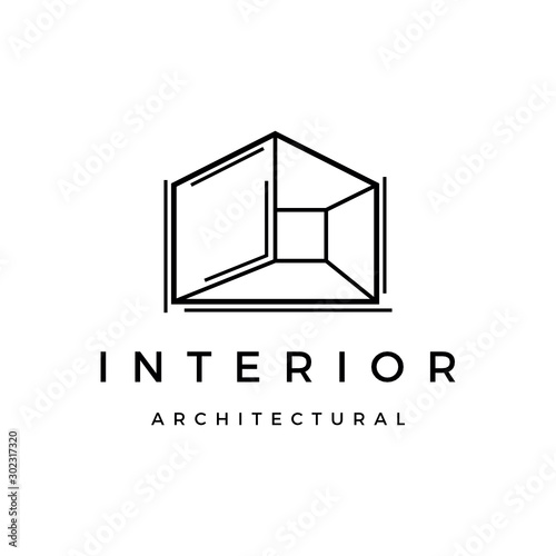 Interior architectural fourth dimension logo vector icon illustration custom logo design