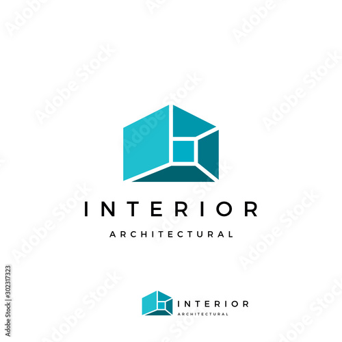 Interior architectural fourth dimension custom design logo vector icon illustration