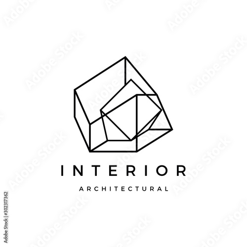abstract Interior architectural fourth dimension logo vector icon illustration custom logo design