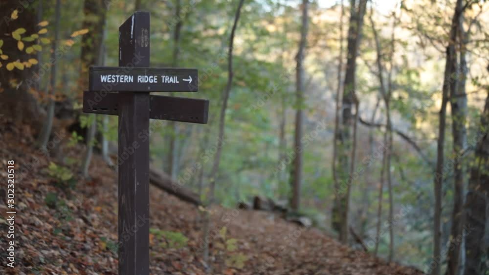 Medium shot of Western Ridge Trail sign, no people - Rock Creek Park - Washington, DC - Autumn Medium shot of Western Ridge Trail sign, no people - Rock Creek Park - Washington, DC - Autumn