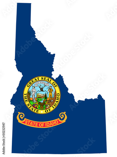 Map Flag of the US state of Idaho vector illustration. photo