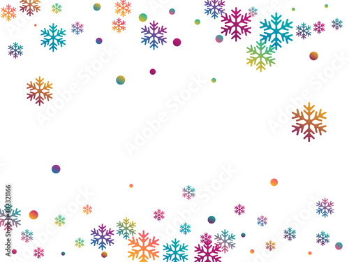 Winter abstract snowflakes and circles border
