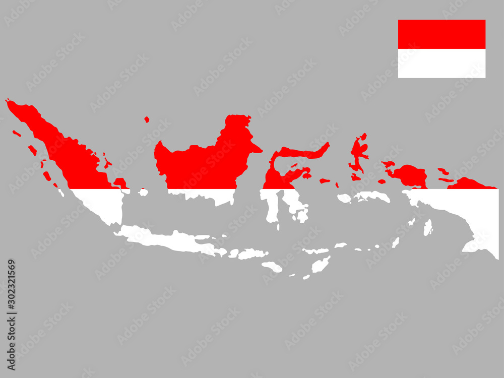 Fototapeta premium Map Flag Indonesia Vector illustration. Eps 10