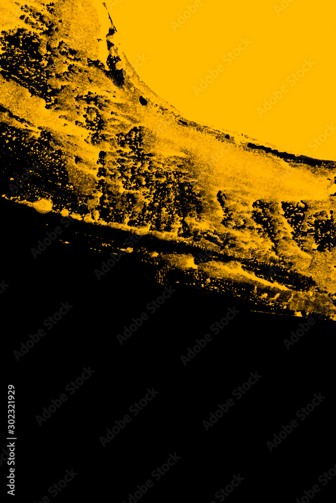 Fototapeta premium yellow and black paint background texture with brush strokes
