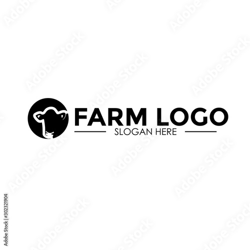 Cow Cattle, farm logo design vector