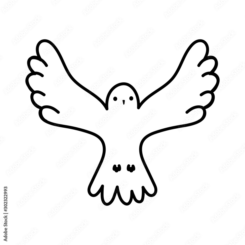 bird pigeon open wings white background thick line bird pigeon open wings white background thick line