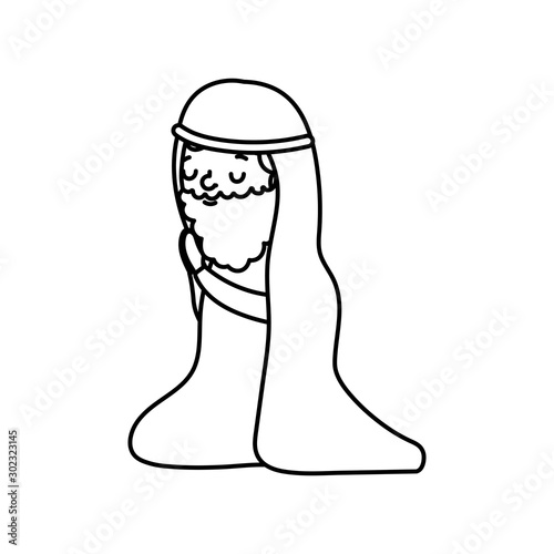 joseph praying manger nativity, merry christmas thick line