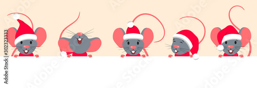 Cartoon Characters Rats with Clean Sheet. Empty Space for Your Text