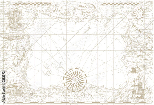 vector image of an old sea map in the style of medieval engravings © Олег Резник