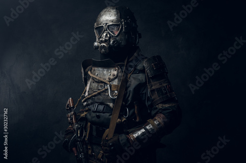 Amazing well made costume for Halloween of dark apocalypse warrior. © Fxquadro