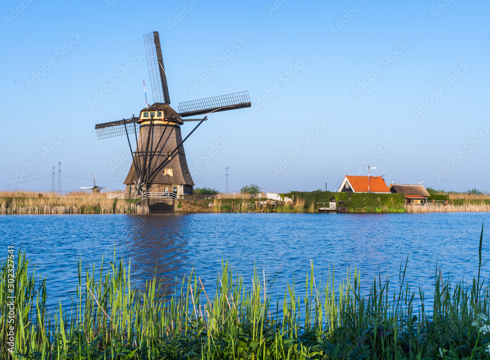 Famous wind mills at Kinderdijk, near Rotterdam in Netherland